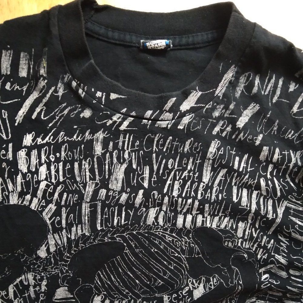 Vintage 80s Skeleton Graffiti Art Metal Death AOP T-Shirt